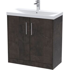 Juno Matt Metallic Slate 800mm Floor Standing 2 Door Vanity Unit and Thin Edge Ceramic Basin - JNU2605D - Hudson Reed Juno Matt Metallic Slate 800mm Floor Standing 2 Door Vanity Unit and Thin Edge Ceramic Basin - JNU2605D - Hudson Reed