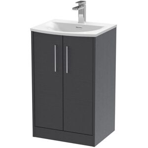 Hudson Reed - Juno Floor Standing 2-Door Vanity Unit with Basin 4 500mm Wide - Graphite Grey Hudson Reed - Juno Floor Standing 2-Door Vanity Unit with Basin 4 500mm Wide - Graphite Grey