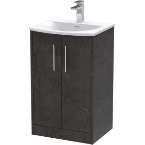 Juno Floor Standing 2-Door Vanity Unit with Basin 4 500mm Wide - Metallic Slate - Hudson Reed Juno Floor Standing 2-Door Vanity Unit with Basin 4 500mm Wide - Metallic Slate - Hudson Reed