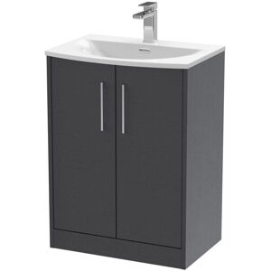 Hudson Reed Juno Floor Standing 2-Door Vanity Unit with Basin 4 600mm Wide - Graphite Grey Hudson Reed Juno Floor Standing 2-Door Vanity Unit with Basin 4 600mm Wide - Graphite Grey