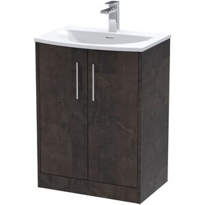 Hudson Reed - Juno Matt Metallic Slate 600mm 2 Door Vanity Unit and Curved Ceramic Basin - JNU2603G Hudson Reed - Juno Matt Metallic Slate 600mm 2 Door Vanity Unit and Curved Ceramic Basin - JNU2603G