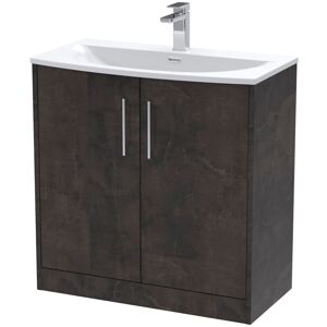 Hudson Reed - Juno Matt Metallic Slate 800mm 2 Door Vanity Unit and Curved Ceramic Basin - JNU2605G Hudson Reed - Juno Matt Metallic Slate 800mm 2 Door Vanity Unit and Curved Ceramic Basin - JNU2605G