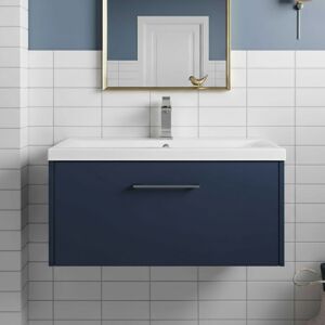 Hudson Reed - Juno Wall Hung 1-Drawer Vanity Unit with Basin 1 800mm Wide - Midnight Blue Hudson Reed - Juno Wall Hung 1-Drawer Vanity Unit with Basin 1 800mm Wide - Midnight Blue