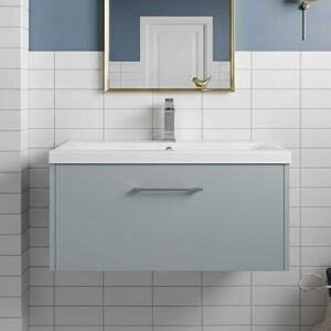 Hudson Reed - Juno Wall Hung 1-Drawer Vanity Unit with Basin 2 800mm Wide - Coastal Grey Hudson Reed - Juno Wall Hung 1-Drawer Vanity Unit with Basin 2 800mm Wide - Coastal Grey