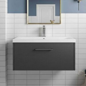 Hudson Reed - Juno Wall Hung 1-Drawer Vanity Unit with Basin 2 800mm Wide - Graphite Grey Hudson Reed - Juno Wall Hung 1-Drawer Vanity Unit with Basin 2 800mm Wide - Graphite Grey