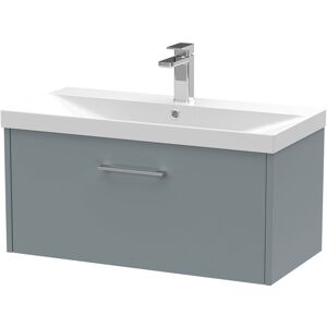 Hudson Reed - Juno Matt Coastal Grey 800mm Wall Hung Single Drawer Vanity Unit and Thin Edge Ceramic Basin - JNU2325D Hudson Reed - Juno Matt Coastal Grey 800mm Wall Hung Single Drawer Vanity Unit and Thin Edge Ceramic Basin - JNU2325D