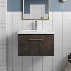 Hudson Reed - Juno Wall Hung 1-Drawer Vanity Unit with Basin 4 600mm Wide - Metallic Slate Hudson Reed - Juno Wall Hung 1-Drawer Vanity Unit with Basin 4 600mm Wide - Metallic Slate