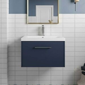 Hudson Reed - Juno Wall Hung 1-Drawer Vanity Unit with Basin 4 600mm Wide - Midnight Blue Hudson Reed - Juno Wall Hung 1-Drawer Vanity Unit with Basin 4 600mm Wide - Midnight Blue