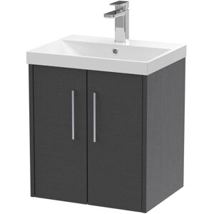 Hudson Reed Juno Wall Hung 2-Door Vanity Unit with Basin 3 500mm Wide - Graphite Grey Hudson Reed Juno Wall Hung 2-Door Vanity Unit with Basin 3 500mm Wide - Graphite Grey