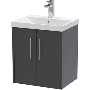 Hudson Reed Juno Wall Hung 2-Door Vanity Unit with Basin 3 500mm Wide - Graphite Grey Hudson Reed Juno Wall Hung 2-Door Vanity Unit with Basin 3 500mm Wide - Graphite Grey