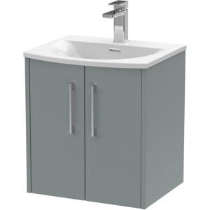 Hudson Reed Juno Wall Hung 2-Door Vanity Unit with Basin 4 500mm Wide - Coastal Grey Hudson Reed Juno Wall Hung 2-Door Vanity Unit with Basin 4 500mm Wide - Coastal Grey