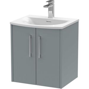 Hudson Reed Juno Wall Hung 2-Door Vanity Unit with Basin 4 500mm Wide - Coastal Grey Hudson Reed Juno Wall Hung 2-Door Vanity Unit with Basin 4 500mm Wide - Coastal Grey