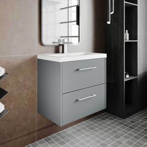 Hudson Reed Juno Matt Coastal Grey 600mm Wall Hung 2 Drawer Vanity Unit and Mid Edge Ceramic Basin - JNU2324A Hudson Reed Juno Matt Coastal Grey 600mm Wall Hung 2 Drawer Vanity Unit and Mid Edge Ceramic Basin - JNU2324A