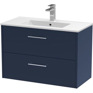 Hudson Reed - Juno Wall Hung 2-Drawer Vanity Unit with Basin 2 800mm Wide - Midnight Blue Hudson Reed - Juno Wall Hung 2-Drawer Vanity Unit with Basin 2 800mm Wide - Midnight Blue