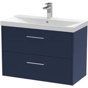 Hudson Reed - Juno Wall Hung 2-Drawer Vanity Unit with Basin 3 800mm Wide - Midnight Blue Hudson Reed - Juno Wall Hung 2-Drawer Vanity Unit with Basin 3 800mm Wide - Midnight Blue