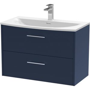 Hudson Reed - Juno Wall Hung 2-Drawer Vanity Unit with Basin 4 800mm Wide - Midnight Blue Hudson Reed - Juno Wall Hung 2-Drawer Vanity Unit with Basin 4 800mm Wide - Midnight Blue