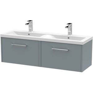 Hudson Reed - Juno Matt Coastal Grey 1200mm Wall Hung 2 Drawer Vanity Unit and Twin Ceramic Basins - JNU2322F Hudson Reed - Juno Matt Coastal Grey 1200mm Wall Hung 2 Drawer Vanity Unit and Twin Ceramic Basins - JNU2322F