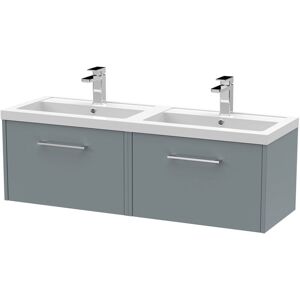 Hudson Reed Juno Matt Coastal Grey 1200mm Wall Hung 2 Drawer Vanity Unit and Twin Polymarble Basins - JNU2322C Hudson Reed Juno Matt Coastal Grey 1200mm Wall Hung 2 Drawer Vanity Unit and Twin Polymarble Basins - JNU2322C