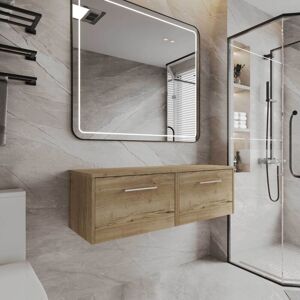 Hudson Reed - Juno Autumn Oak Woodgrain 1200mm Wall Hung 2 Drawer Vanity Unit with Worktop - JNU1822W2 Hudson Reed - Juno Autumn Oak Woodgrain 1200mm Wall Hung 2 Drawer Vanity Unit with Worktop - JNU1822W2