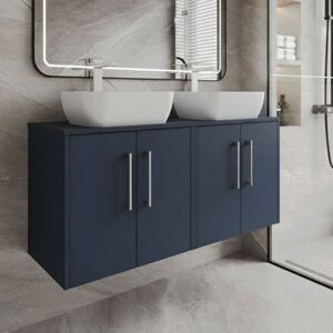 Hudson Reed - Juno Wall Hung 4-Door Vanity Unit with Worktop 1200mm Wide - Midnight Blue Hudson Reed - Juno Wall Hung 4-Door Vanity Unit with Worktop 1200mm Wide - Midnight Blue
