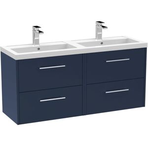 Juno Wall Hung 4-Drawer Vanity Unit with Double Basin 1200mm Wide - Midnight Blue - Hudson Reed Juno Wall Hung 4-Drawer Vanity Unit with Double Basin 1200mm Wide - Midnight Blue - Hudson Reed