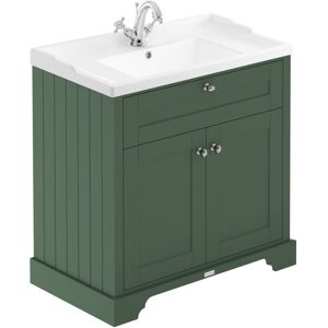 HUDSON REED Old London Matt Hunter Green 800mm 2 Door Vanity Unit and Edwardian Basin - LOF805 HUDSON REED Old London Matt Hunter Green 800mm 2 Door Vanity Unit and Edwardian Basin - LOF805