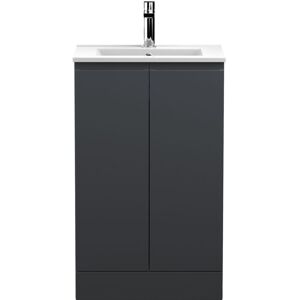 Hudson Reed - Urban Floor Standing 2-Door Vanity Unit with Basin-2 500mm Wide - Satin Anthracite Hudson Reed - Urban Floor Standing 2-Door Vanity Unit with Basin-2 500mm Wide - Satin Anthracite