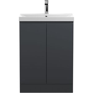 Hudson Reed - Urban Floor Standing 2-Door Vanity Unit with Basin-3 600mm Wide - Satin Anthracite Hudson Reed - Urban Floor Standing 2-Door Vanity Unit with Basin-3 600mm Wide - Satin Anthracite