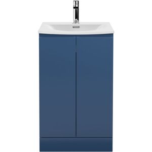 Hudson Reed - Urban Floor Standing 2-Door Vanity Unit with Basin 4 Satin Blue - 500mm Wide Hudson Reed - Urban Floor Standing 2-Door Vanity Unit with Basin 4 Satin Blue - 500mm Wide