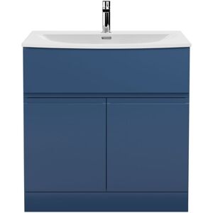 Hudson Reed - Urban Floor Standing 2-Door Vanity Unit with Basin 4 Satin Blue - 800mm Wide Hudson Reed - Urban Floor Standing 2-Door Vanity Unit with Basin 4 Satin Blue - 800mm Wide