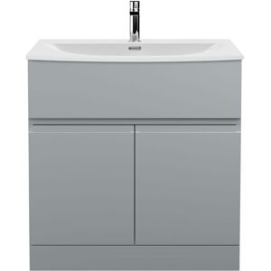 Hudson Reed - Urban Floor Standing 2-Door Vanity Unit with Basin 4 Satin Grey - 800mm Wide Hudson Reed - Urban Floor Standing 2-Door Vanity Unit with Basin 4 Satin Grey - 800mm Wide