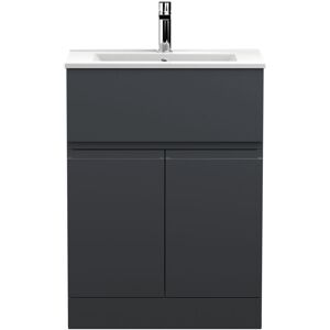 Hudson Reed Urban Floor Standing Vanity Unit with Basin 2 Satin Anthracite - 600mm Wide Hudson Reed Urban Floor Standing Vanity Unit with Basin 2 Satin Anthracite - 600mm Wide