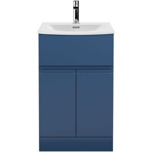 Urban Satin Blue 500mm Floor Standing Single Drawer 2 Door Vanity Unit and Curved Ceramic Basin - URB301G - Hudson Reed Urban Satin Blue 500mm Floor Standing Single Drawer 2 Door Vanity Unit and Curved Ceramic Basin - URB301G - Hudson Reed
