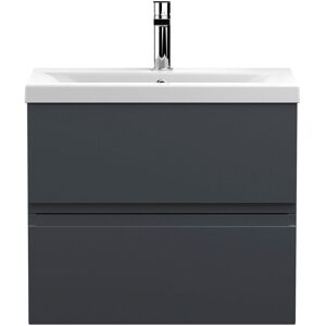 Hudson Reed Urban Wall Hung 2-Drawer Vanity Unit with Basin 1 Satin Anthracite - 600mm Wide Hudson Reed Urban Wall Hung 2-Drawer Vanity Unit with Basin 1 Satin Anthracite - 600mm Wide
