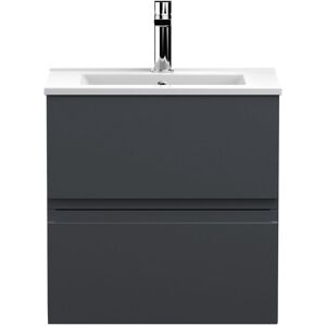 Urban Satin Soft Black 500mm Wall Hung 2 Drawer Vanity Unit and Minimalist Ceramic Basin - URB1402B - Hudson Reed Urban Satin Soft Black 500mm Wall Hung 2 Drawer Vanity Unit and Minimalist Ceramic Basin - URB1402B - Hudson Reed