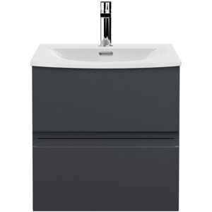 Hudson Reed - Urban Satin Soft Black 500mm Wall Hung 2 Drawer Vanity Unit and Curved Ceramic Basin - URB1402G Hudson Reed - Urban Satin Soft Black 500mm Wall Hung 2 Drawer Vanity Unit and Curved Ceramic Basin - URB1402G