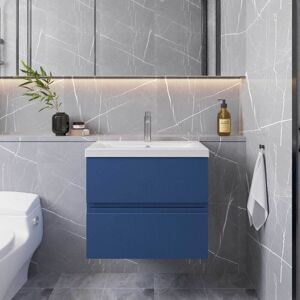 Hudson Reed Urban Satin Blue 600mm Wall Hung 2 Drawer Vanity Unit and Curved Ceramic Basin - URB304G Hudson Reed Urban Satin Blue 600mm Wall Hung 2 Drawer Vanity Unit and Curved Ceramic Basin - URB304G
