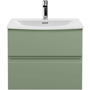 Hudson Reed - Urban Wall Hung 2-Drawer Vanity Unit with Basin 4 Satin Green - 600mm Wide Hudson Reed - Urban Wall Hung 2-Drawer Vanity Unit with Basin 4 Satin Green - 600mm Wide