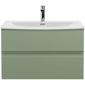 Hudson Reed - Urban Wall Hung 2-Drawer Vanity Unit with Basin 4 Satin Green - 800mm Wide Hudson Reed - Urban Wall Hung 2-Drawer Vanity Unit with Basin 4 Satin Green - 800mm Wide
