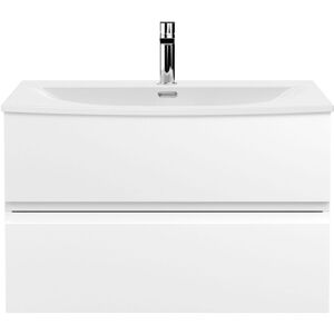 Hudson Reed Urban Wall Hung 2-Drawer Vanity Unit with Basin 4 Satin White - 800mm Wide Hudson Reed Urban Wall Hung 2-Drawer Vanity Unit with Basin 4 Satin White - 800mm Wide