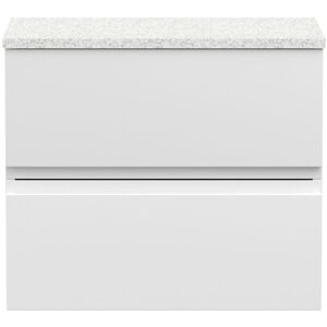 Hudson Reed - Urban Wall Hung 2-Drawer Vanity Unit with Carrera Marble Worktop 600mm Wide - Satin White Hudson Reed - Urban Wall Hung 2-Drawer Vanity Unit with Carrera Marble Worktop 600mm Wide - Satin White