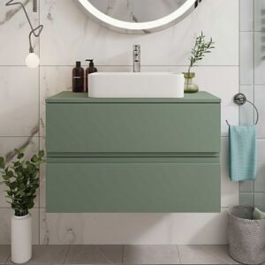 Hudson Reed - Urban Wall Hung 2-Drawer Vanity Unit with Worktop 800mm Wide - Satin Green Hudson Reed - Urban Wall Hung 2-Drawer Vanity Unit with Worktop 800mm Wide - Satin Green