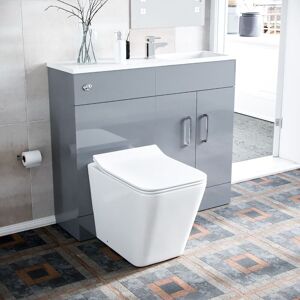 Nes Home - James 1000mm Grey Slimline Vanity Basin wc Unit btw Rimless Toilet Nes Home - James 1000mm Grey Slimline Vanity Basin wc Unit btw Rimless Toilet