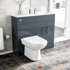 NES HOME James 1000mm Freestanding Grey mdf Slimline Vanity, Basin, wc Unit & btw Toilet NES HOME James 1000mm Freestanding Grey mdf Slimline Vanity, Basin, wc Unit & btw Toilet