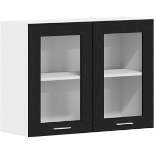 Hanging Glass Cabinet Black oak 80 x 31 x 60 cm Engineered wood Vidaxl Hanging Glass Cabinet Black oak 80 x 31 x 60 cm Engineered wood Vidaxl