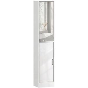 Kleankin - Tall Bathroom Cabinet with Mirror, High Gloss White Kleankin - Tall Bathroom Cabinet with Mirror, High Gloss White