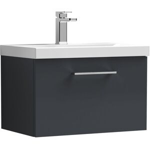 Balterley - Wall Hung 1 Drawer Vanity Unit & Mid-Edge Ceramic Basin, Dark Grey, 600mm Balterley - Wall Hung 1 Drawer Vanity Unit & Mid-Edge Ceramic Basin, Dark Grey, 600mm