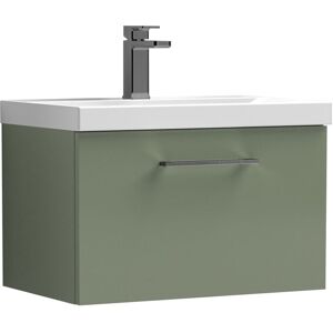 Balterley 600mm Wall Hung Bathroom 1 Drawer Vanity Unit and 1 Tap Hole Ceramic Basin, Satin Green with Brushed Pewter Handle Balterley 600mm Wall Hung Bathroom 1 Drawer Vanity Unit and 1 Tap Hole Ceramic Basin, Satin Green with Brushed Pewter Handle