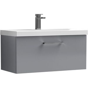 Balterley 600mm Wall Hung Bathroom 1 Drawer Vanity Unit and 1 Tap Hole Ceramic Basin, Satin Grey with Brushed Pewter Handle Balterley 600mm Wall Hung Bathroom 1 Drawer Vanity Unit and 1 Tap Hole Ceramic Basin, Satin Grey with Brushed Pewter Handle