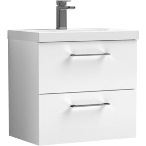 Balterley 600mm Wall Hung Bathroom 2 Drawer Vanity Unit and 1 Tap Hole Ceramic Basin, Gloss White with Brushed Pewter Handles Balterley 600mm Wall Hung Bathroom 2 Drawer Vanity Unit and 1 Tap Hole Ceramic Basin, Gloss White with Brushed Pewter Handles